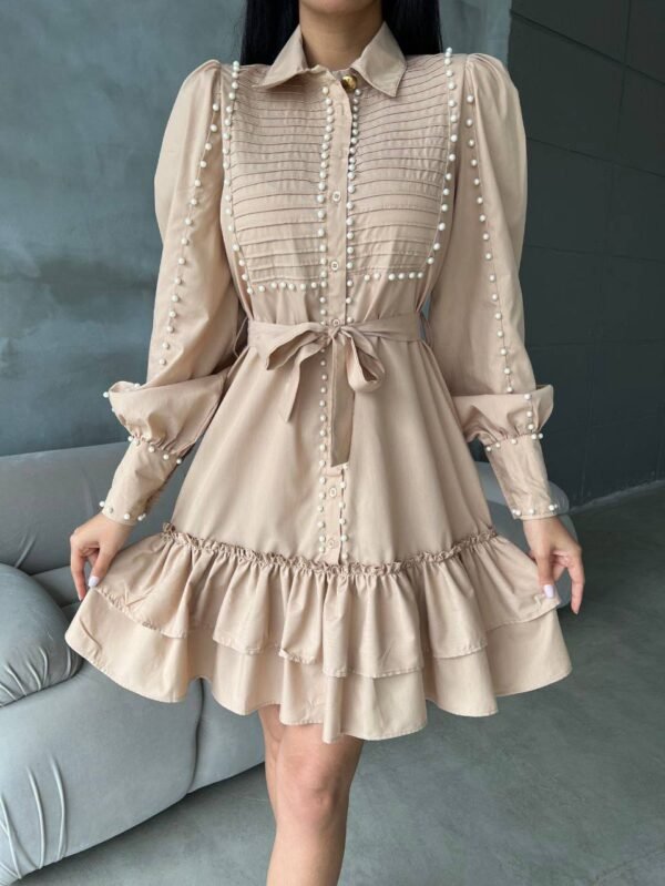 Robe Ciel d’Été Blanche Beige – Image 2